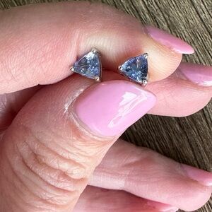 Trillion Tanzanite 14 karat Gold Stud Earrings - Women Jewelry